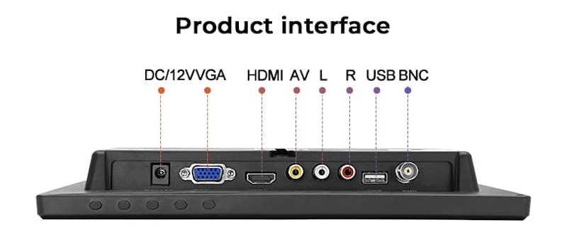 کیمروں کے لیے bnc کے ساتھ LCD مانیٹر 10" bnc سیکیورٹی کیمرے